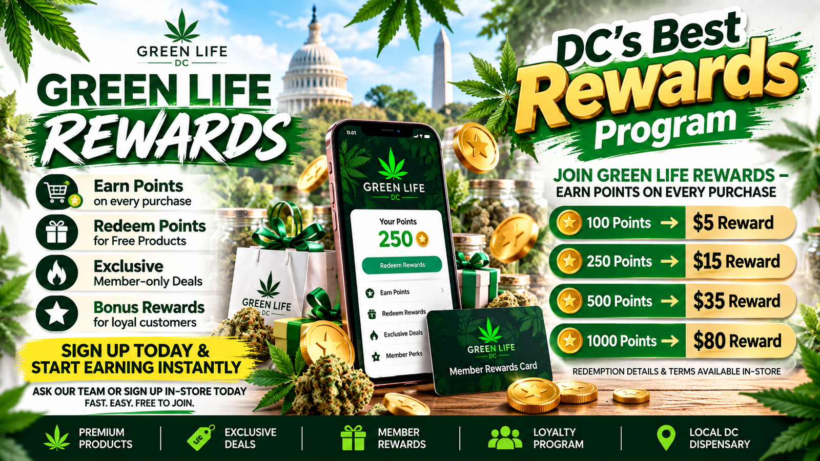 Green Life DC Weed Dispensary And Marijuana Cannabis Delivery rewards program