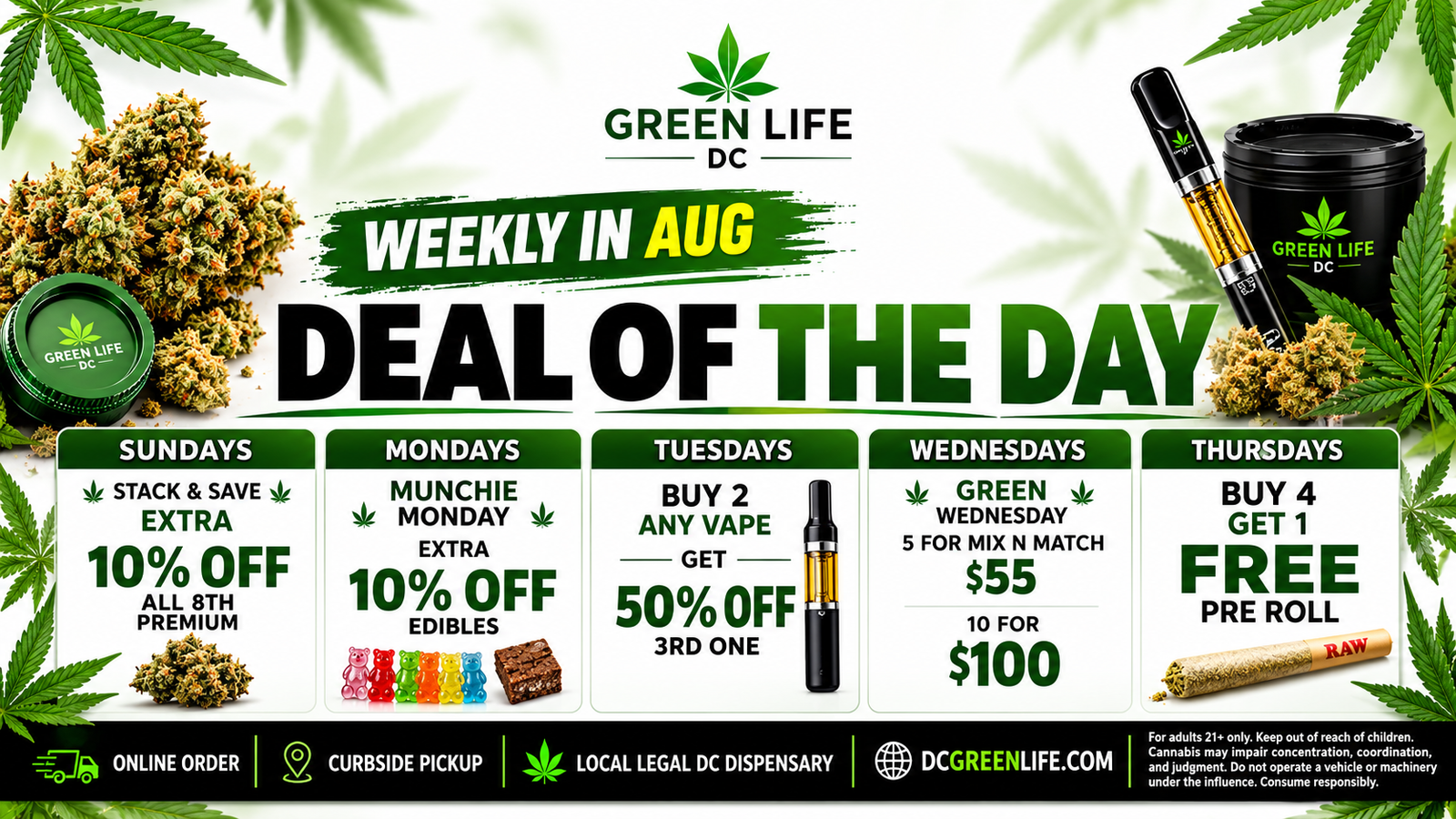 Green Life DC Weed Dispensary And Marijuana Cannabis Delivery weekly deals