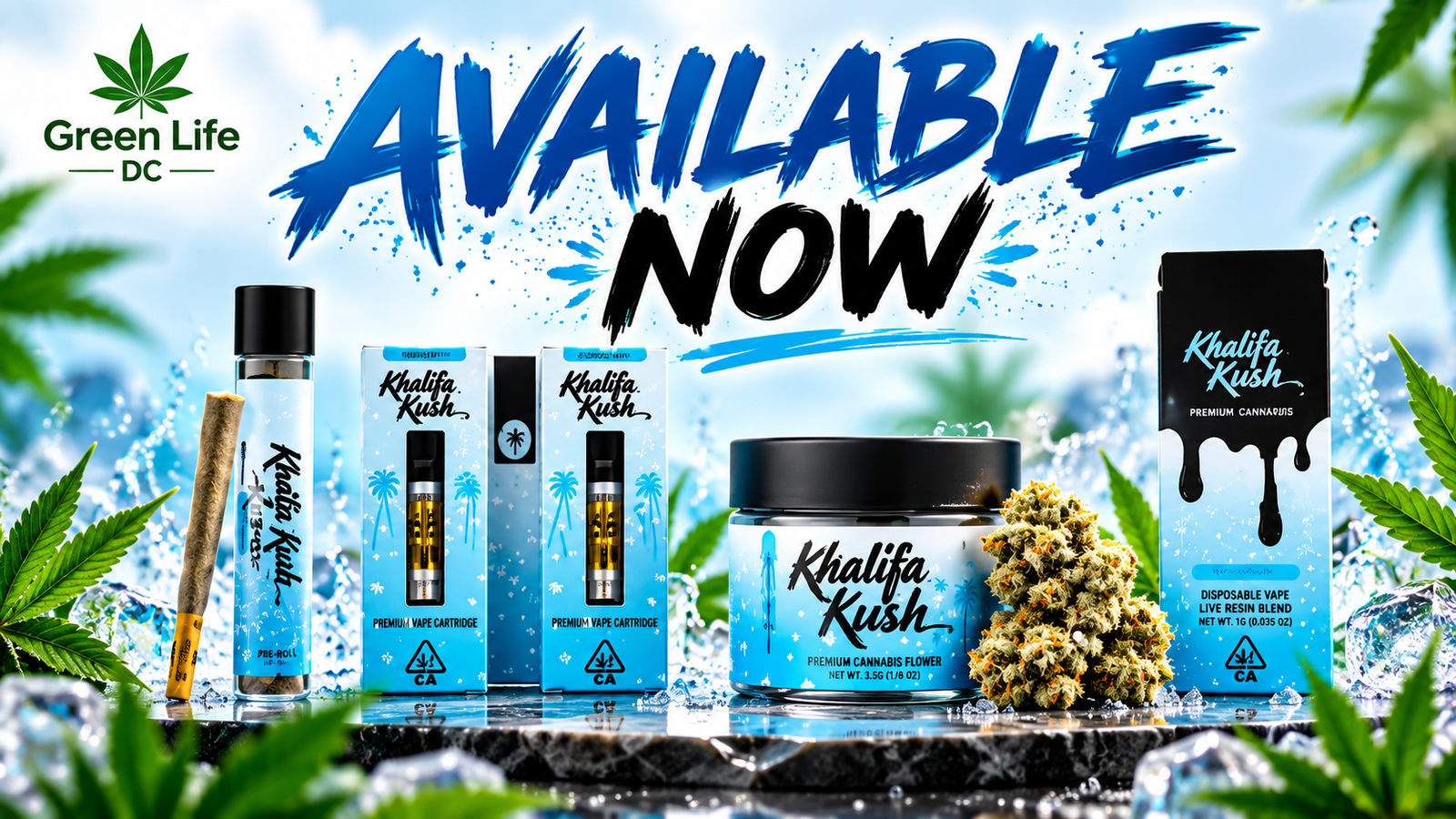 Khalifa Kush products available at Green Life DC Weed Dispensary And Marijuana Cannabis Delivery